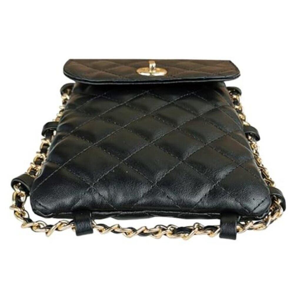 Cell Phone Crossbody Bag Quilted Vegan Leather Phone Purse with Soft Chain - Picture 11 of 13